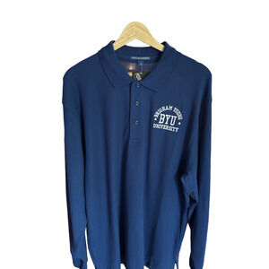 Brigham University Long Sleeve Men's three button Embroidered Polo